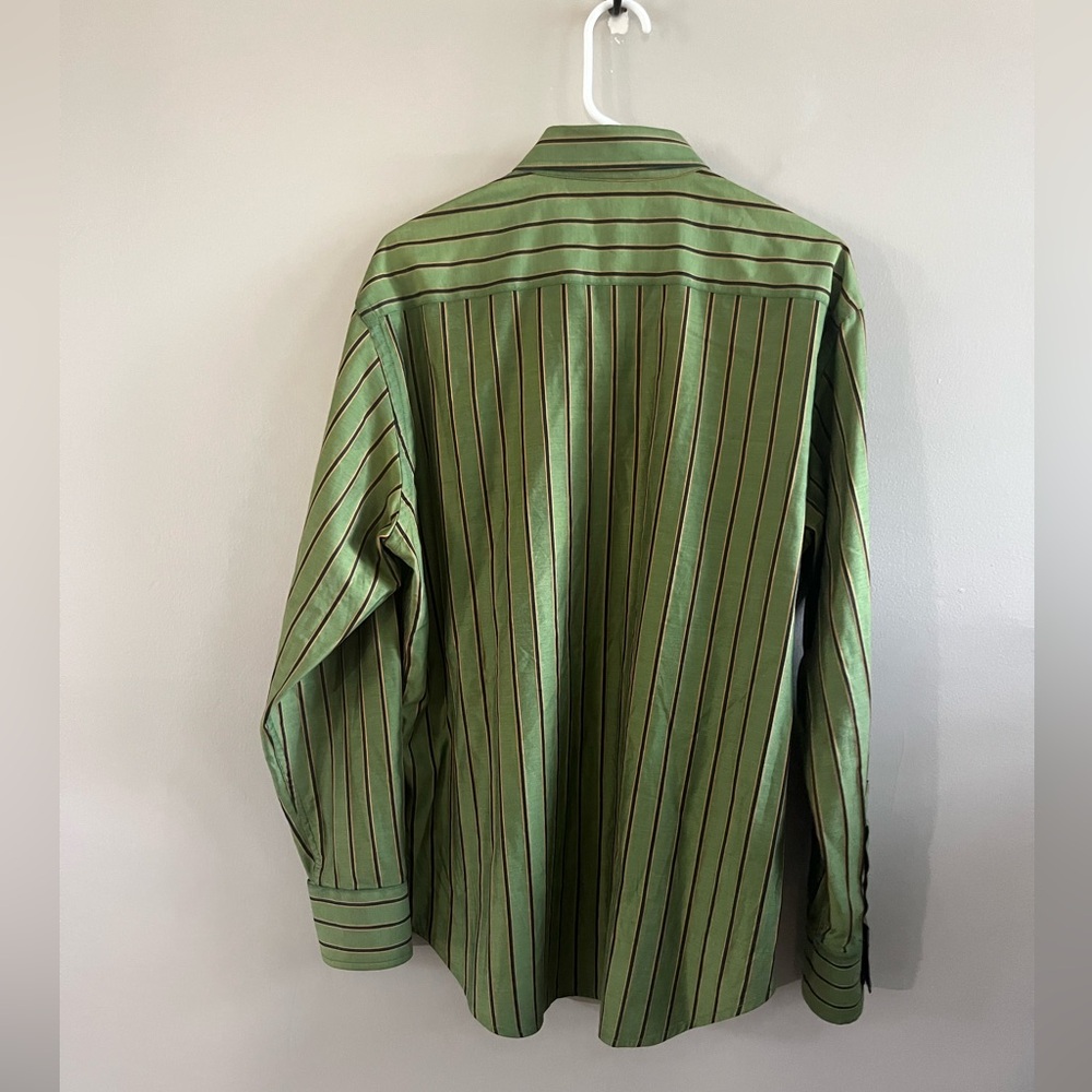 Robert Graham‎ Men's Dress Shirt Button Up Green Purple Pinstripe - Picture 2 of 6